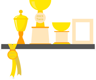 Illustration von einem Regalbrett mit Pokalen