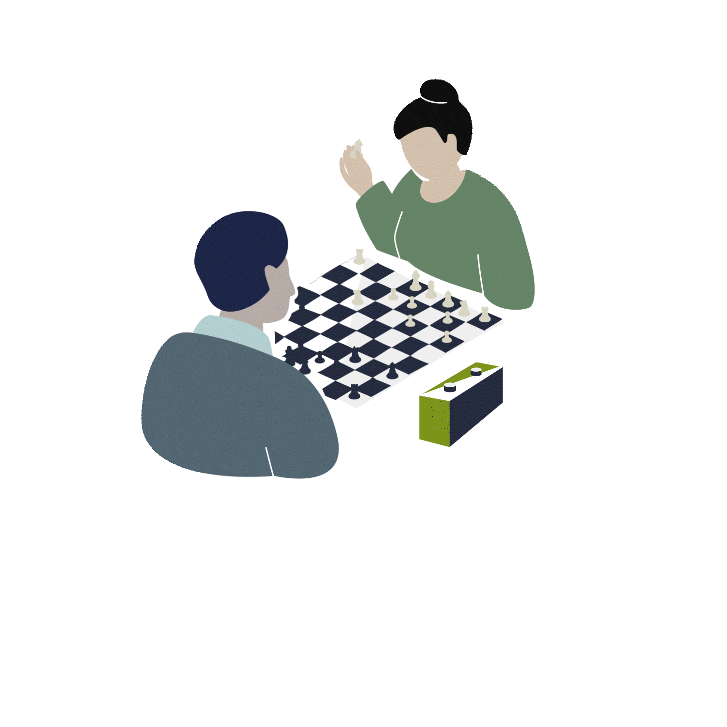 Illustration von zwei Personen die Schach spielen